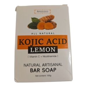Amococo Turmeric Kojic Acid Acne Brightening Lemon Natural Bar Soap Vitamin C